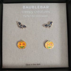 Baublebar Bat & Jackolatern studs.  Two pairs. Glow in the dark. NWT